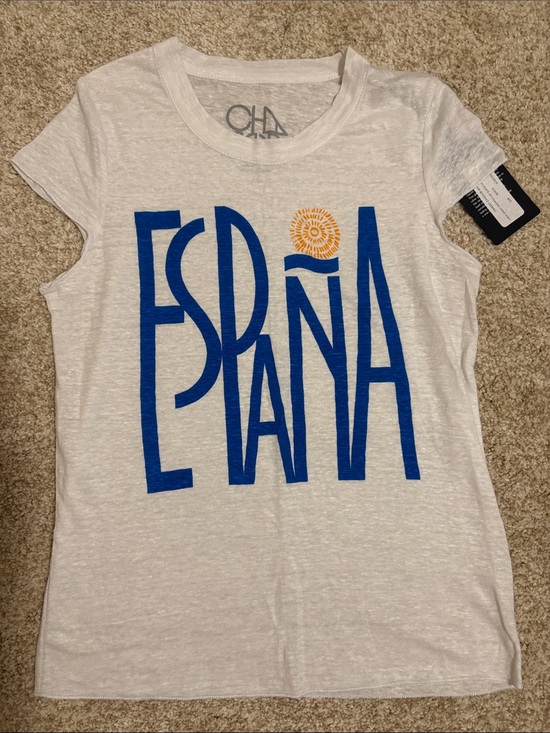 Chaser Tops - Chaser White Short Sleeve 'España' Graphic Tee Size Small NWT - Spain 🇪🇸